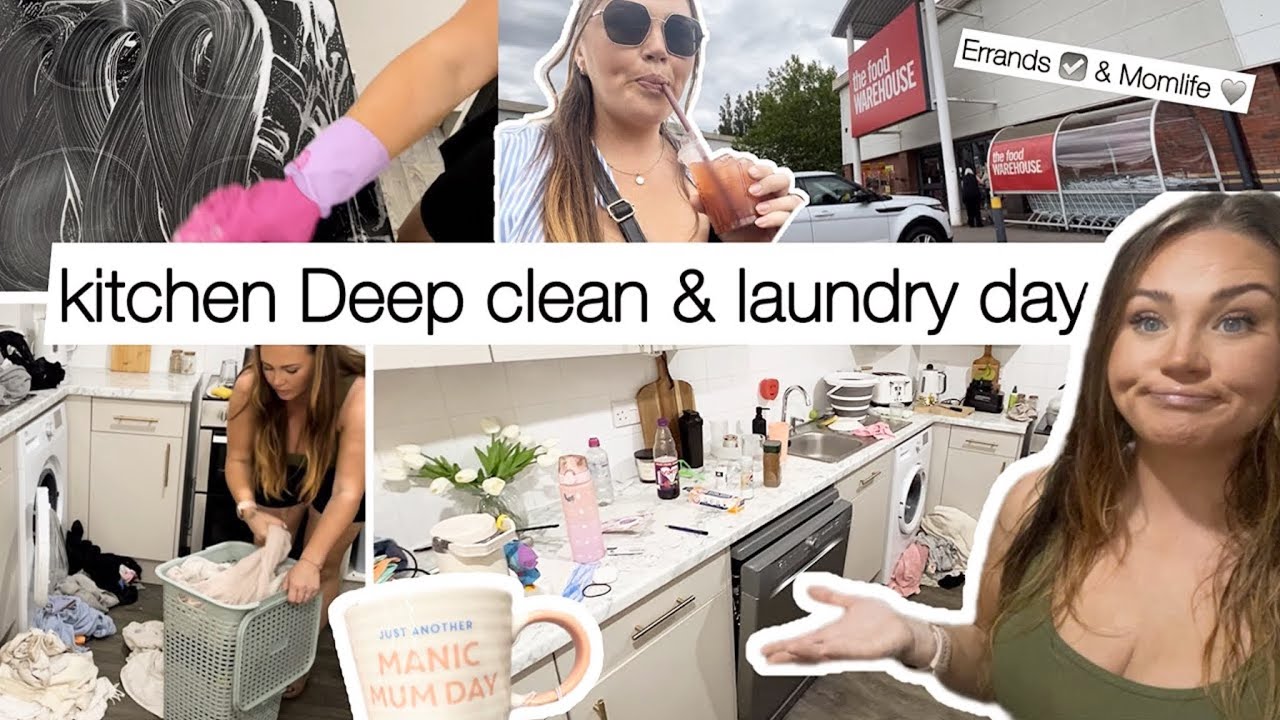CLEANING MOTIVATION 🧼 Kitchen Deep clean | Laundry motivation | momlife 🍿