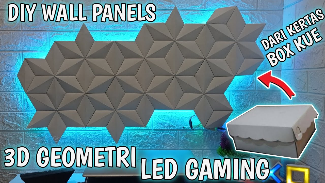 DIY WALL PANEL 3D GEOMETRI Lampu hias GAMING RGB Dari kertas box kue roti