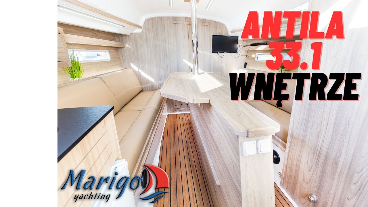 Jacht Antila 33.1 wnętrze jednostki floty Marigo Czarter Mazury, jak wygląda Antila 33 w środku?