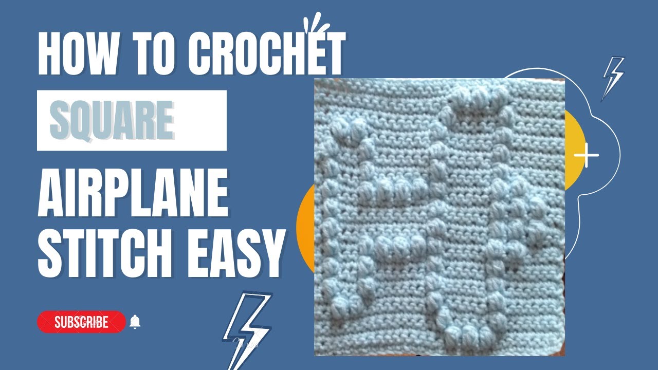 How to crochet airplane square | bobble stitch / popcorn stitch |  tutorial DIY.