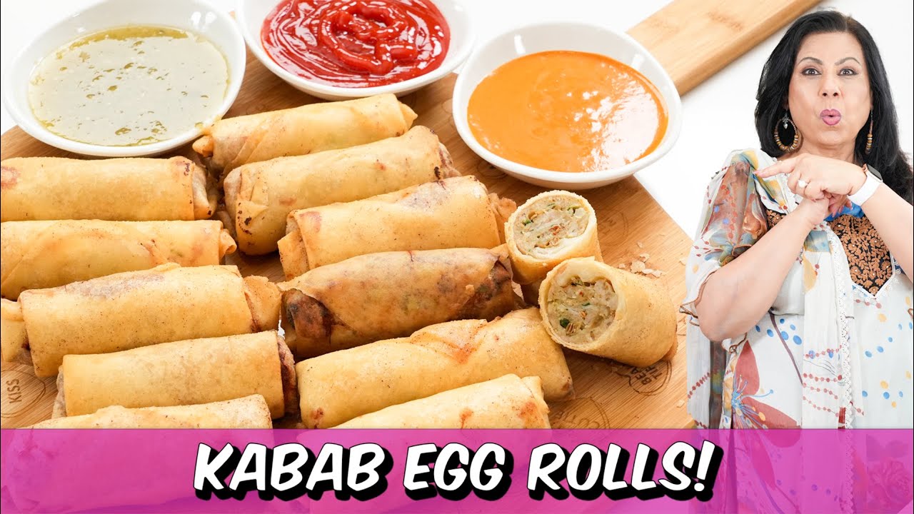 Kabab Bhare Spring Rolls ya Eggs Rolls with Rolling Technique Recipe in Urdu Hindi - RKK