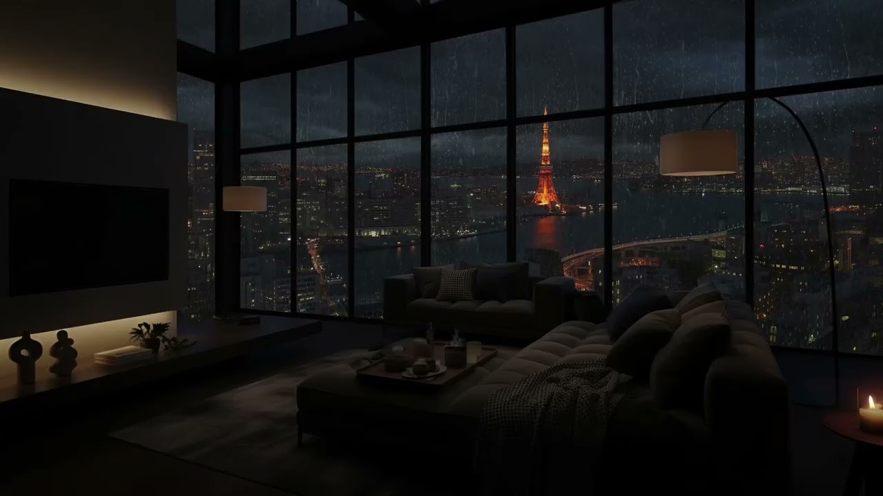 Find Some Peace with the City Rain at Night | A Quiet Room for Relaxation & Rest