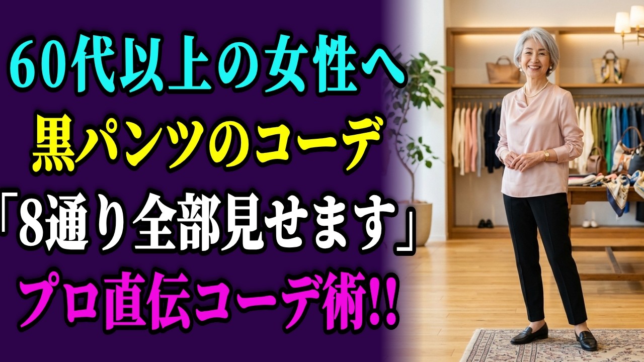 【黒パンツコーデ】60代女性のための8通りコーデ完全ガイド｜色・丈・トップス別に全部解説