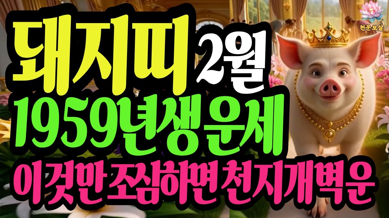 돼지띠, 1959년생, 2026년2월운세, 이것만은 절대 건드리지 마세요  인생이 통째로 바뀝니다 #재물운 #사주명리학강의 #유튜브 #병오년 #돼지띠운세