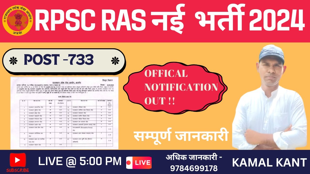 RPSC RAS Notification 2024 Out for 733 Vacancies 2024 !