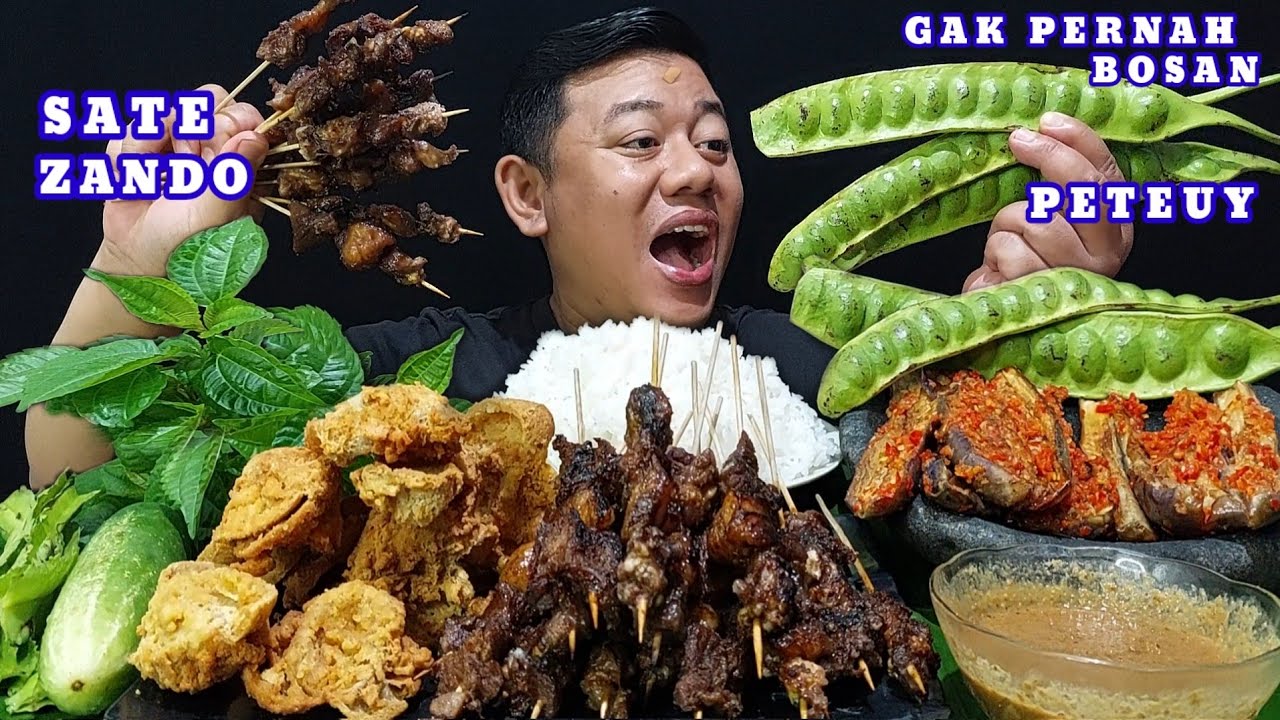 TERLALU NIKMAT ⁉️ MAKAN LALAPAN PETE SAMBEL TERONG SATE JANDO TAHU CRISPY LALAPAN MENTAH
