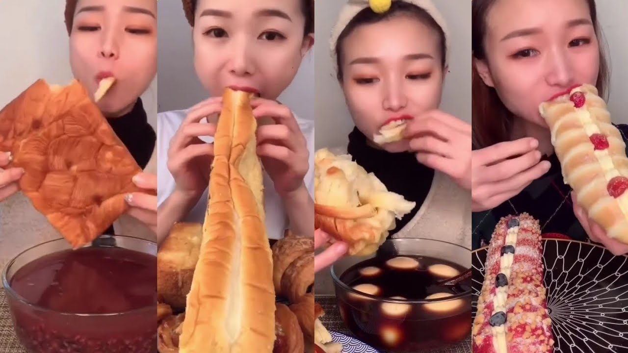 45 mins: 杨能能 eating BREAD #4 (ft. red bean soup) ASMR || Dessert Mukbang 디저트 먹방 吃播