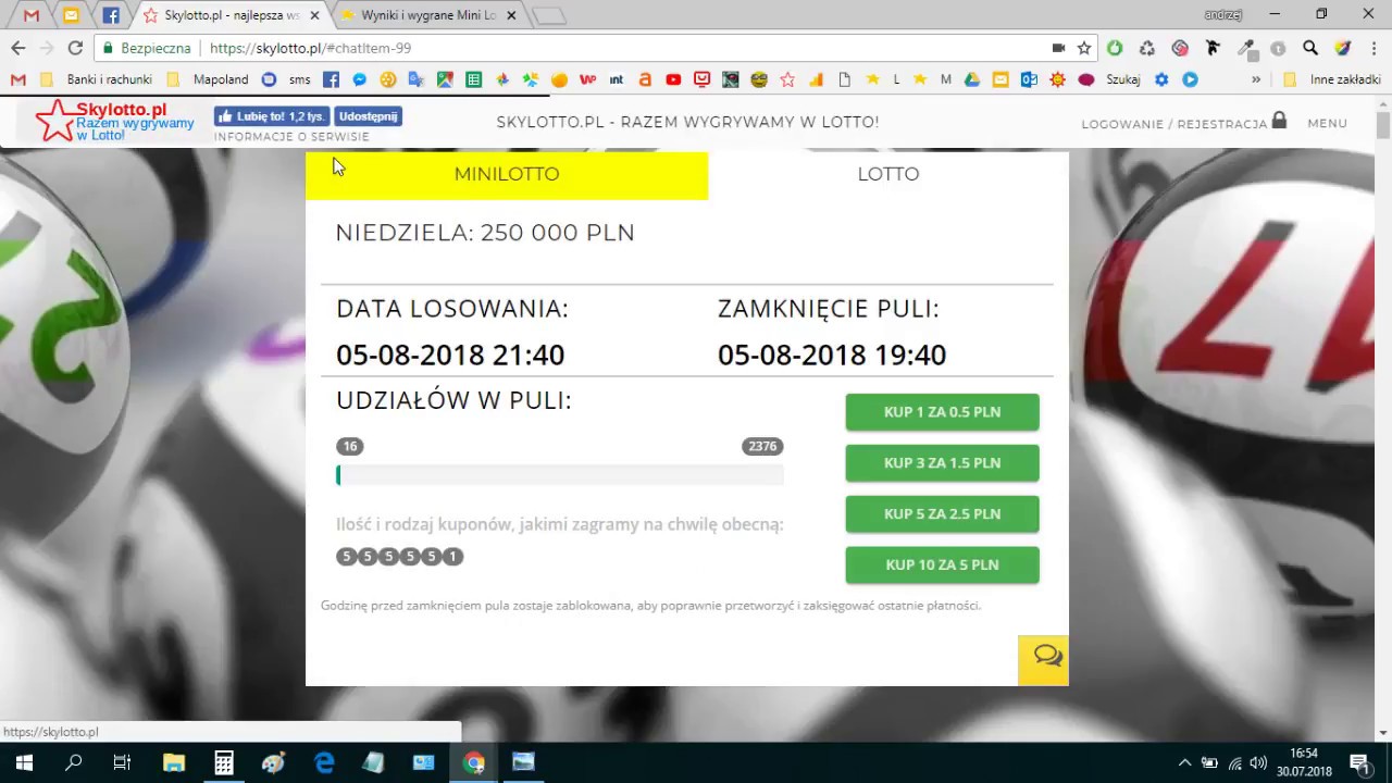 Skylotto pl  -  prezentacja serwisu do wspólnej gry w Lotto, Minilotto i Eurojackpot.