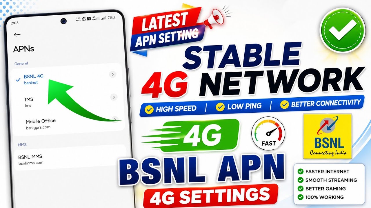 BSNL APN Settings for FAST Internet in 2025 | Stable 4G Network | Network Problem Solve