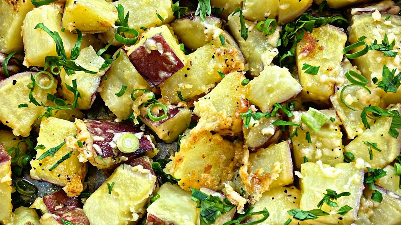 Batata doce com queijo na manteiga