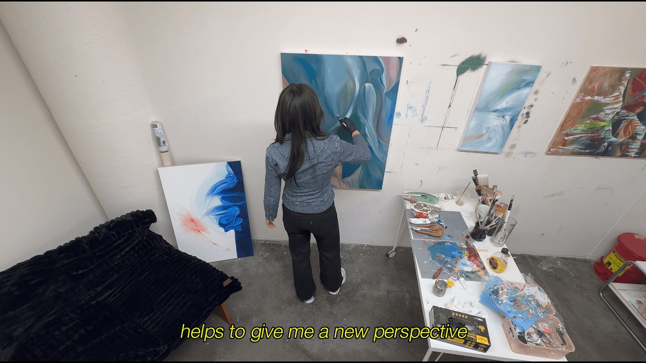 productive art studio day | canvas re-organization + painting