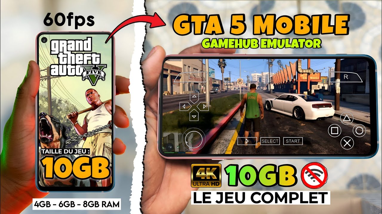 Comment installer & jouer GTA 5 Version Ultra LITE sur Android (10GB) - Gamehub Emulator