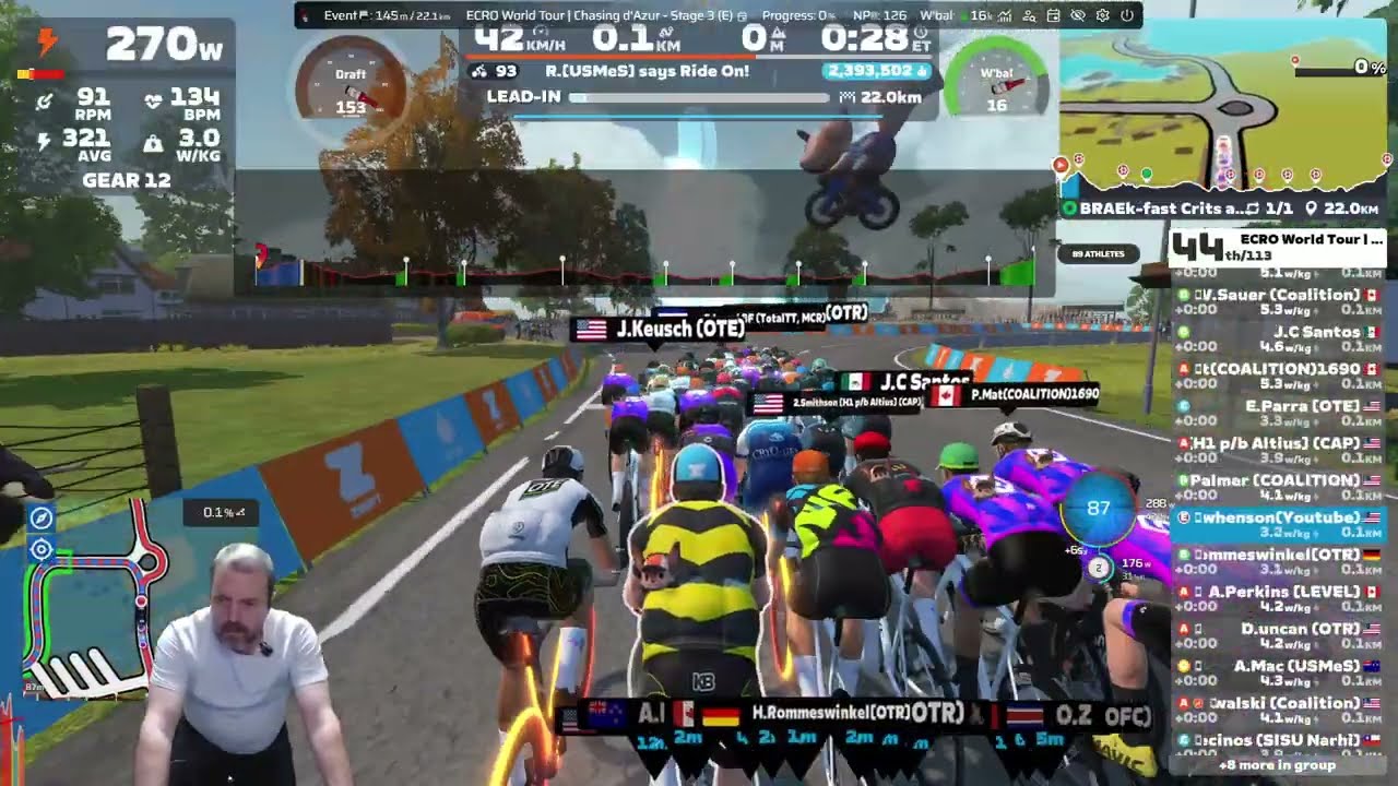Zwift - ECRO World Tour - Chasing d'Azur (E) - Stage 3 - BRAEk-fast Crits and Grits - 1st place!!
