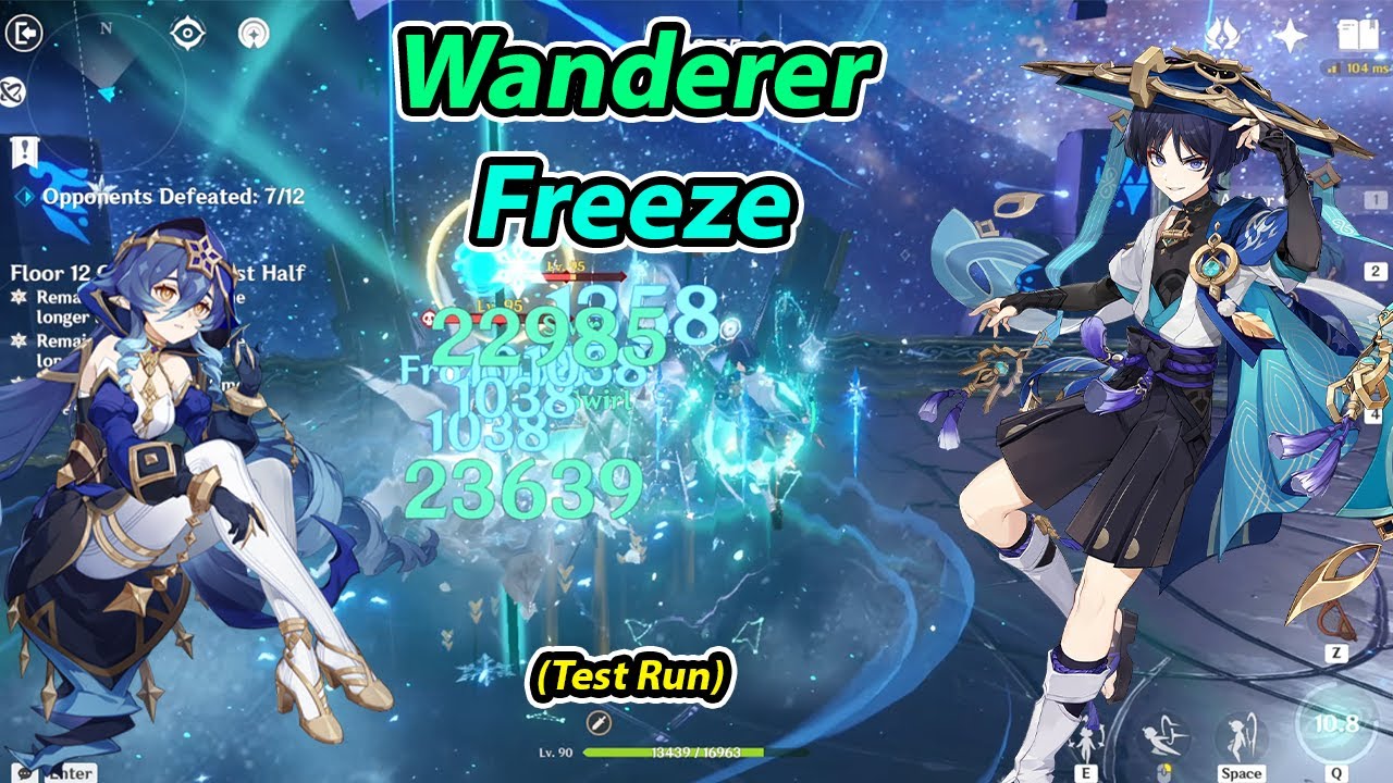 Wanderer Freeze team Beta Test in Spiral Abyss.