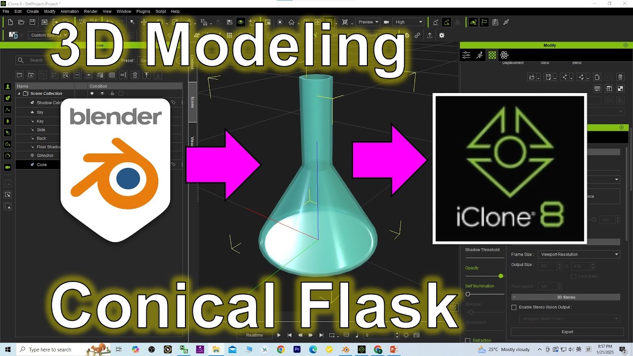iClone Conical Flask 3D Modeling with Blender #iclone #blender #3dmodeling #conicalflask