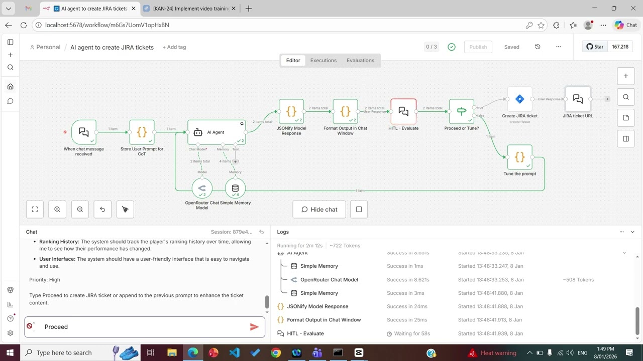 N8N ÀI Agent to create JIRA ticket