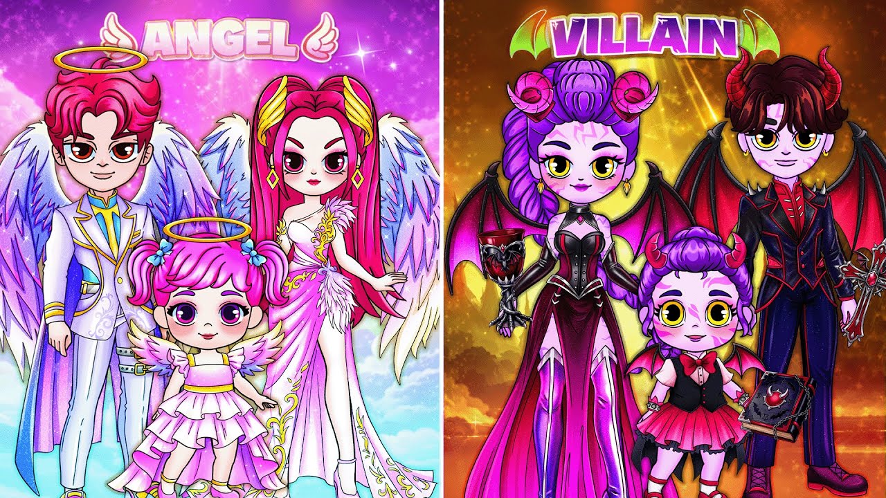 💖Paper DIY💖Angel vs Villain Family in Airplane 😈 Best DIY Fashion Paper Dolls, K Pop Demon Hunters