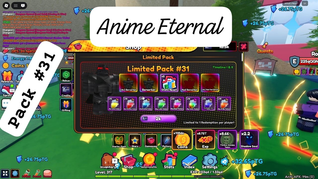 Roblox Anime Eternal - Pack #31 e Mais!! / Pack #31 and More!!