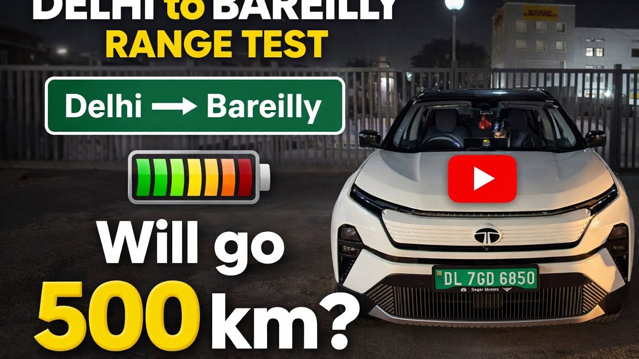 500 KM RANGE? 🤯Delhi to Bareilly REALITY CHECK⚡#wander.hrithik #evcar #harrierev #rangetest #shorts 