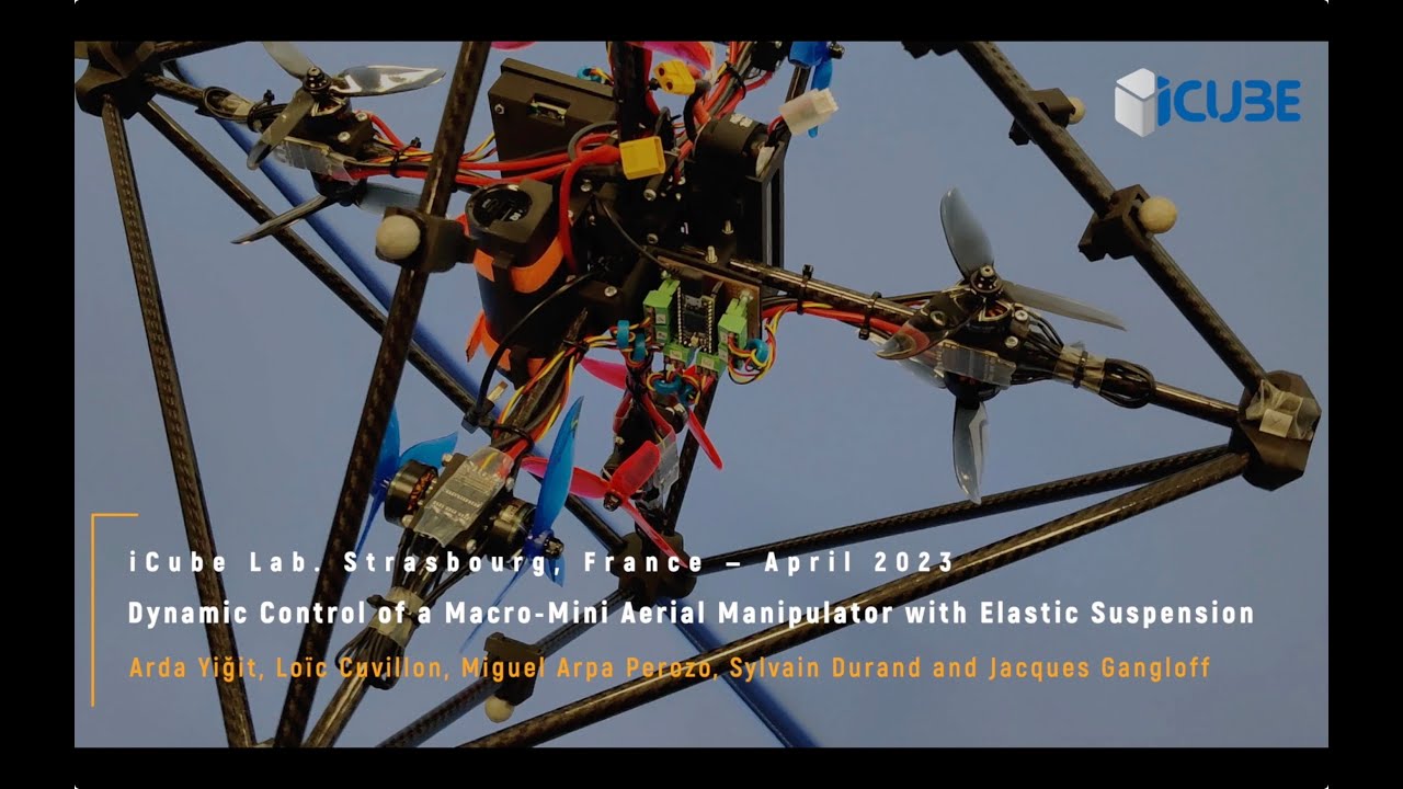 Dynamic Control of a Macro-Mini Aerial Manipulator with Elastic Suspension