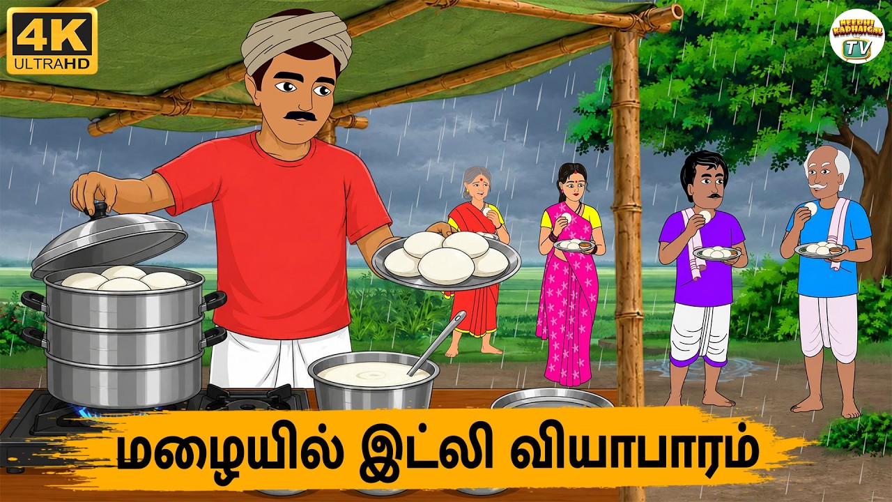Tamil Stories - மழையில் இட்லி வியாபாரம்  - Needhi Kadhaigal Tv - 387 - Tamil Moral Stories