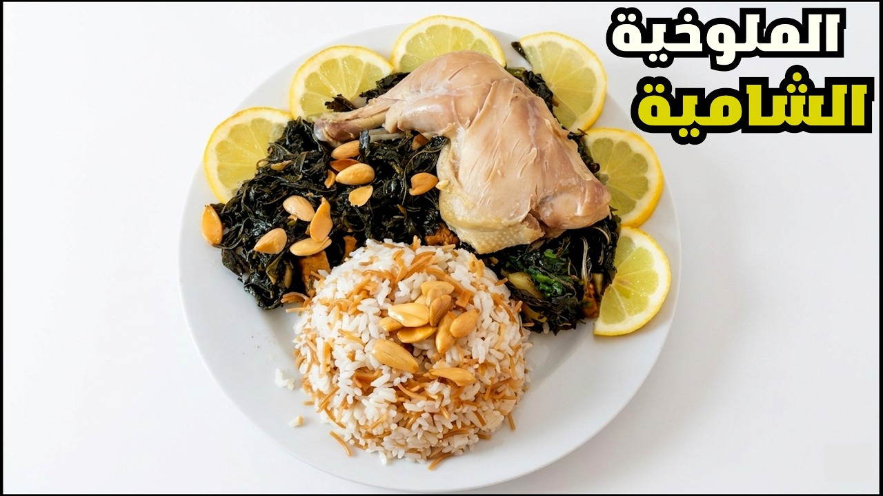 الملوخية الشامية بالدجاج على أصولها 🌿 سر اللون الأخضر وطعمها بدون أي 