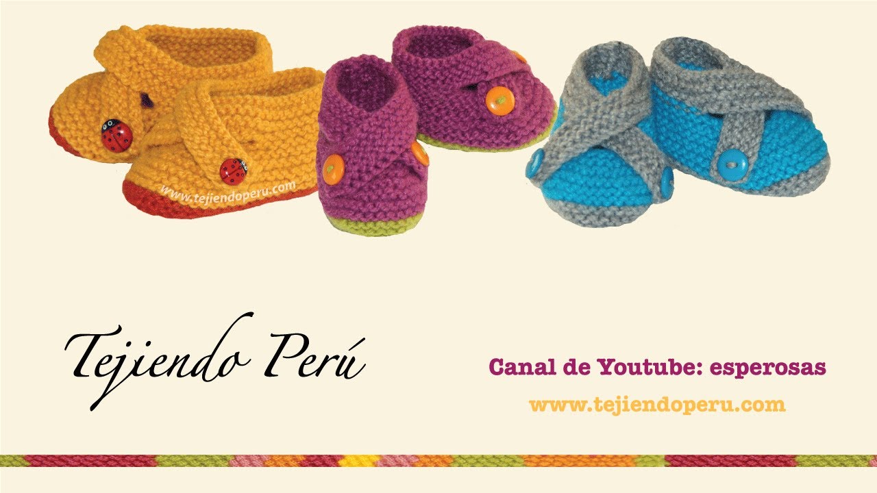 Zapatitos cruzados tejidos en dos agujas para bebes (Parte 1)