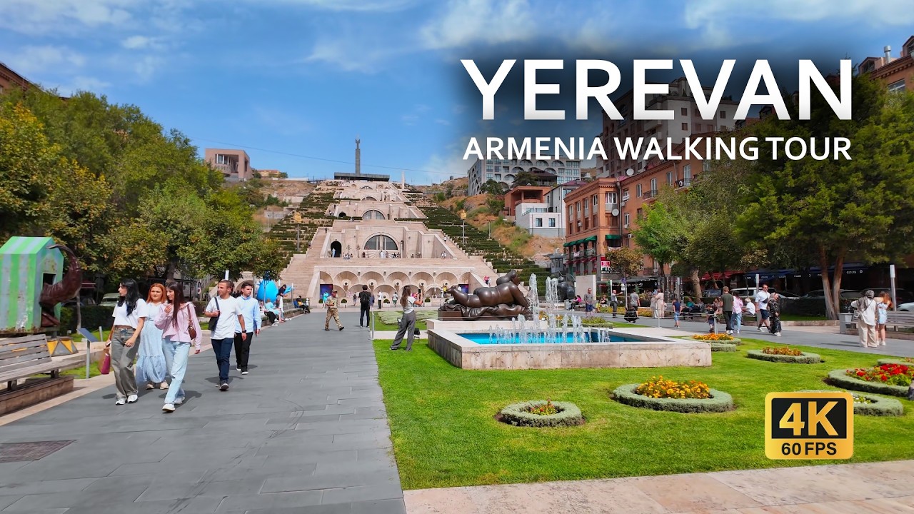 Yerevan, Armenia walking tour  2024 4K 60 FPS | Yerevan city center and Cascade Complex