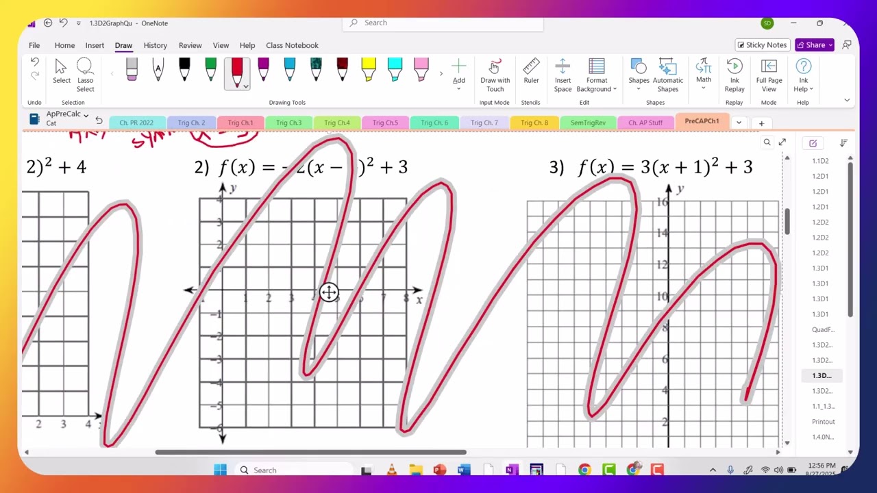 Parabola Graphing review: Standard and vertex form