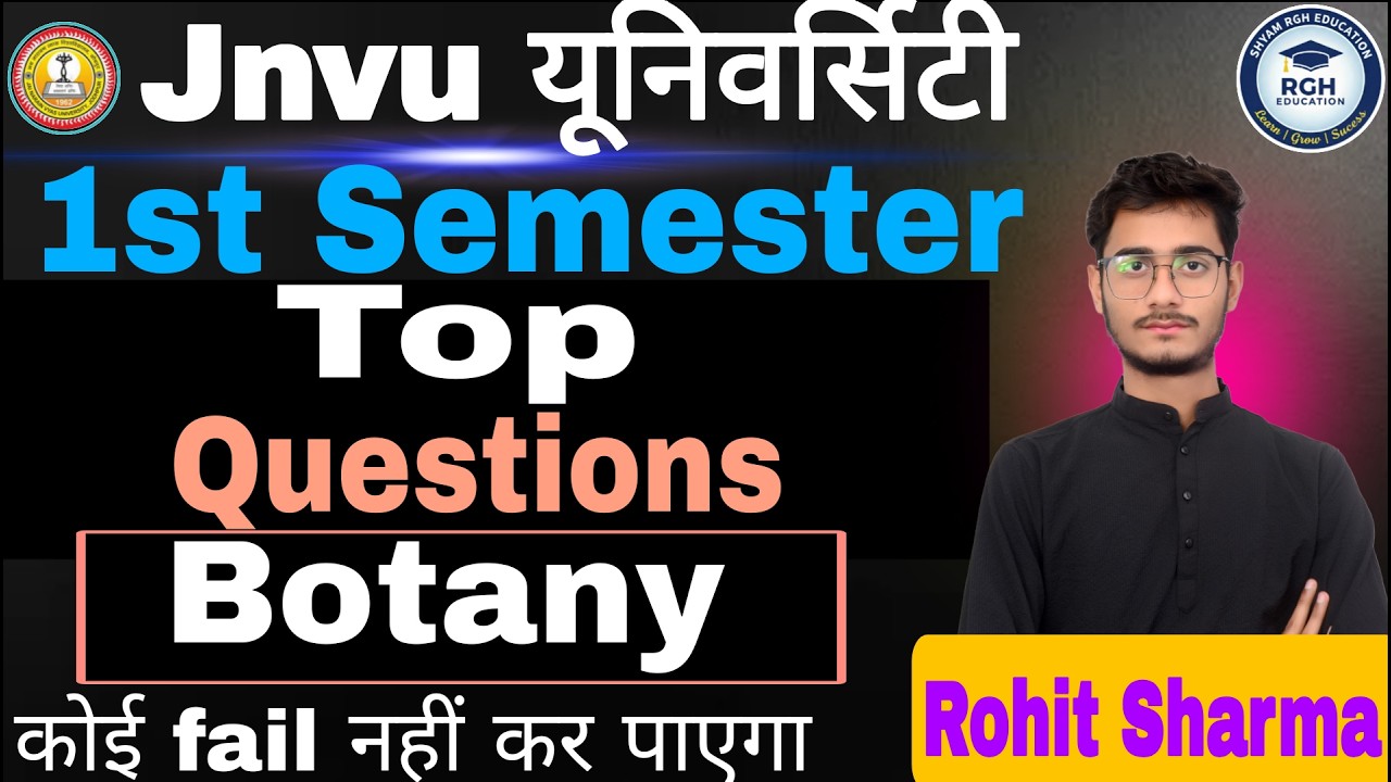 JNVU BSc 1st Semester Botany Important Questions 2026 | Algae Fungi Microbes Plant Pathology
