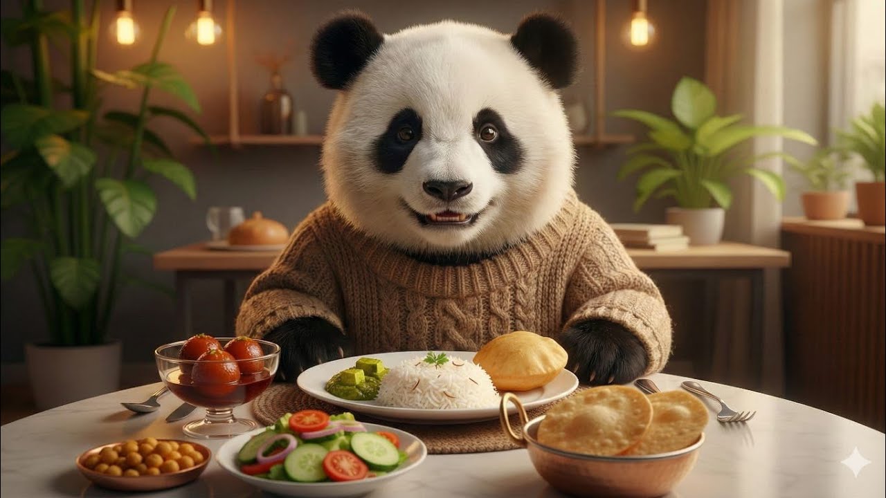 Panda 🐼Chef Cooks Full Indian Meal🍱 | Palak Paneer to Gulab Jamun 🍲| Aesthetic & Satisfying 🍽️