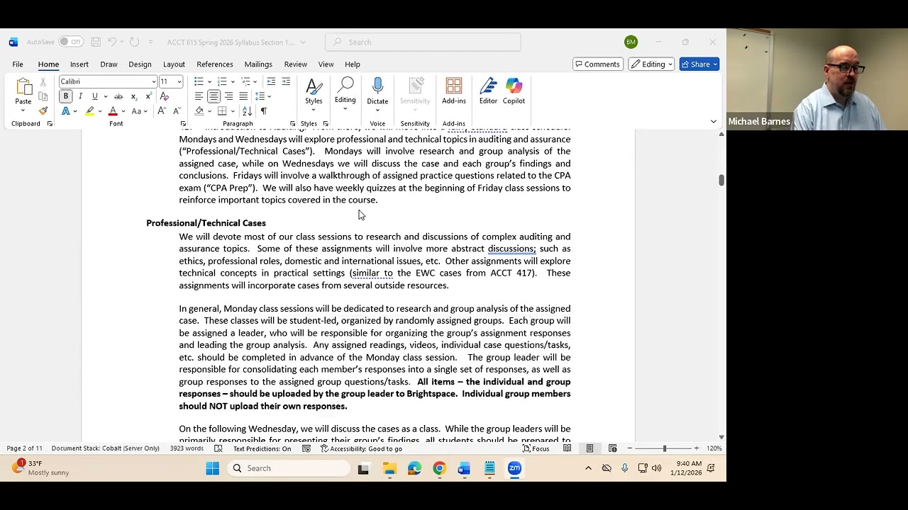 ACCT 615 (Spring 2026) - Introduction and Syllabus Review