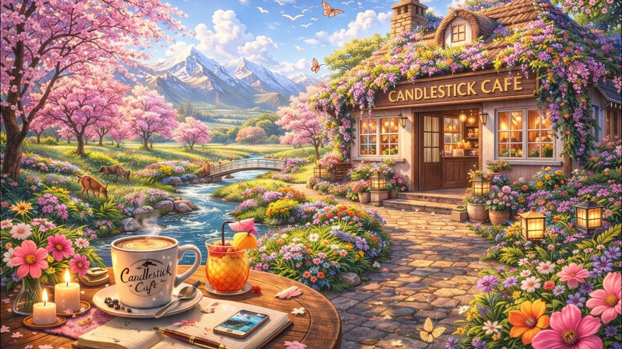 Peaceful Spring Mountain Café 🌸☕ | Cozy Lofi Ambience for Relaxing, Studying & Deep Focus
