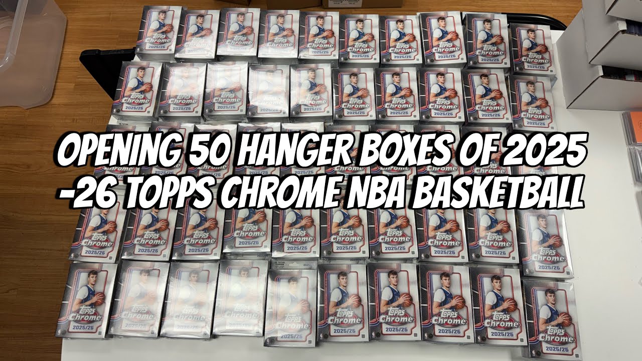 Распаковка 50 коробок с коллекционными карточками Topps Chrome NBA сезона 2025-26 (распаковка и о...
