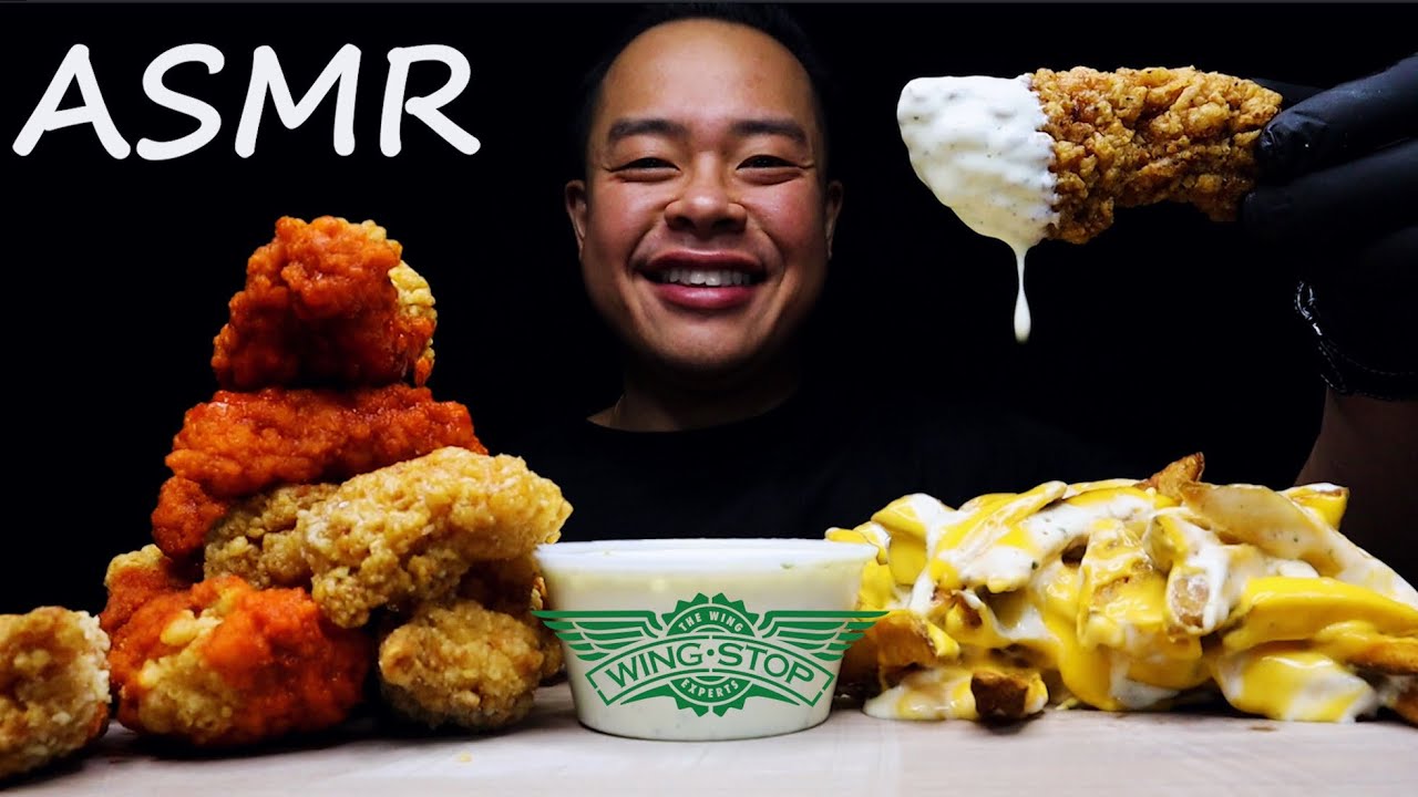 WINGSTOP BONELESS WINGS & VOODOO FRIES **SATISFYING EATING** ASMR_cravings