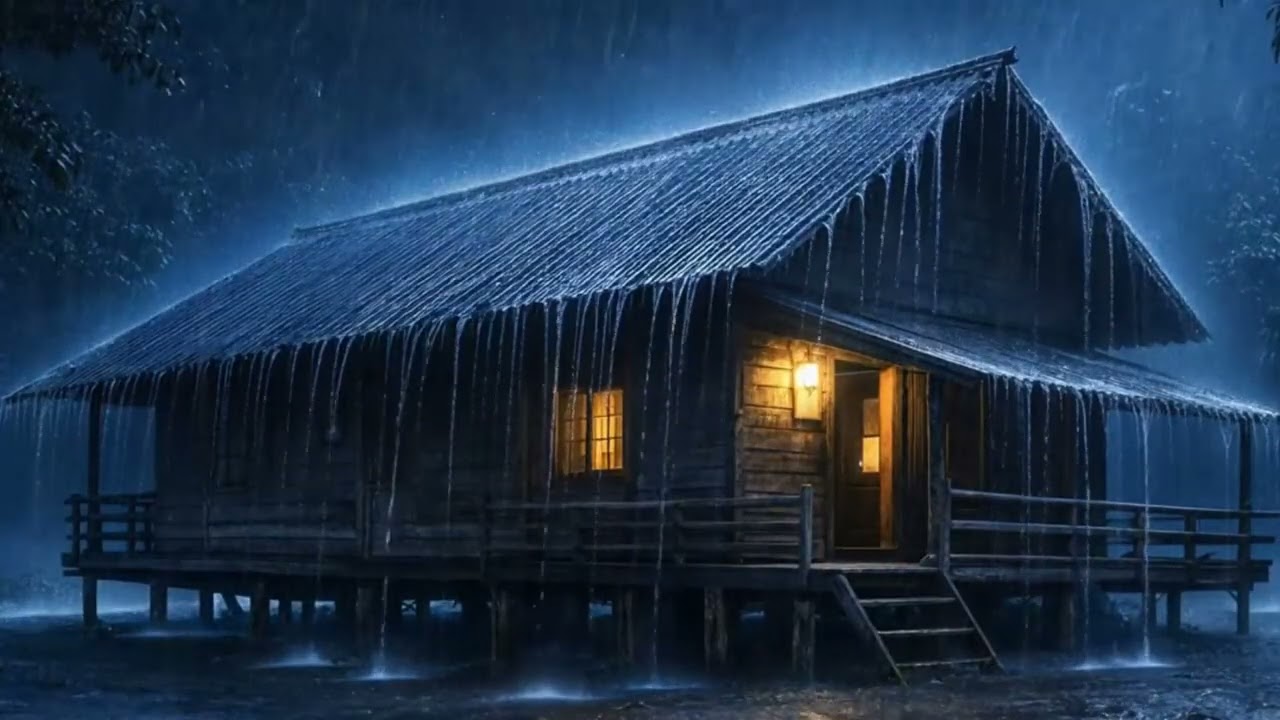 Sleep Hypnosis to Fall into Sleep in 5 Minutes with Heavy Rain & Thunder on Tin Roof at Night