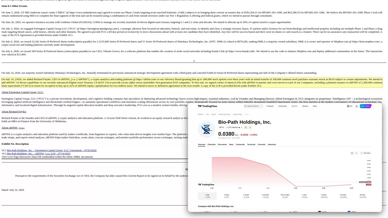 BPTH Pivot to Crypto: My Take on the 8-K