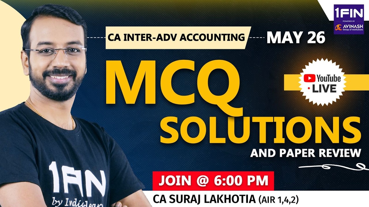 CA Inter May 26 Advanced Accounting MCQ Solutions