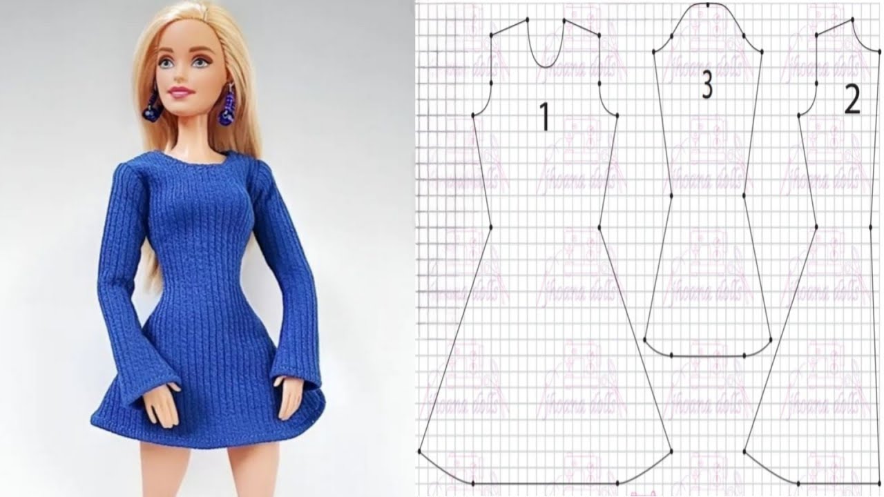 100 vestido manga campana para Barbie (patrones en la descripción)