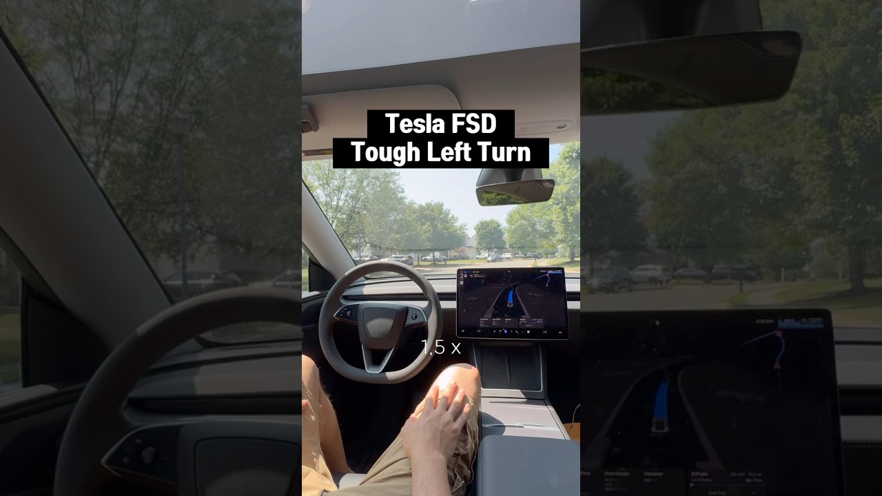 A Risky Left Turn? Tesla&rsquo;s Got It #tesla #fsd #teslafsd