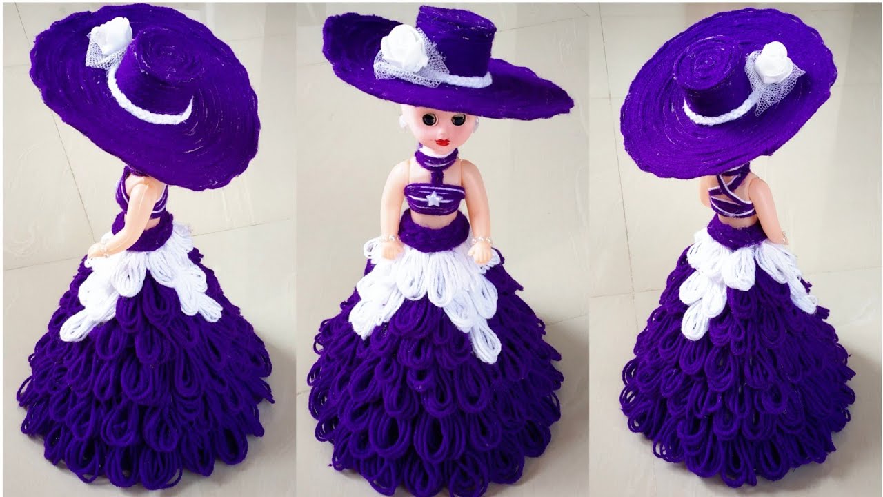 DIY Woolen Doll Dress/How to Make beautiful Doll DressFrom Wool/Doll Decoration Idea