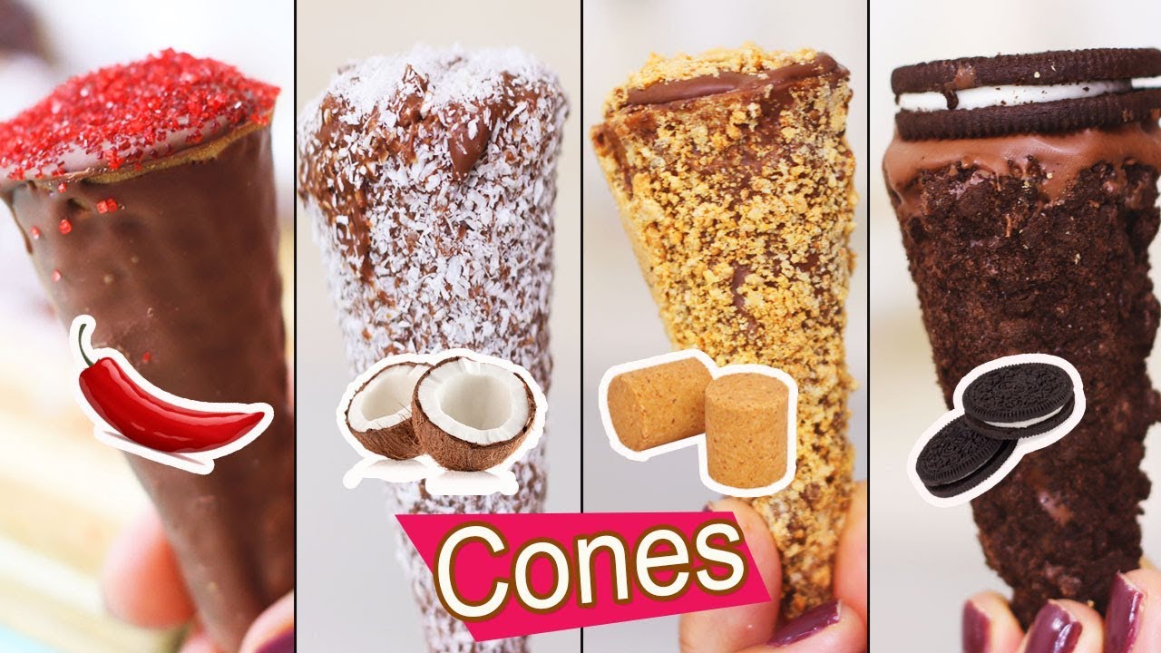4 SABORES DE CONES DE CHOCOLATE I CHOCOLATE COM PIMENTA OREO PAÇOCA E PRESTÍGIO I DIKA DA NAKA