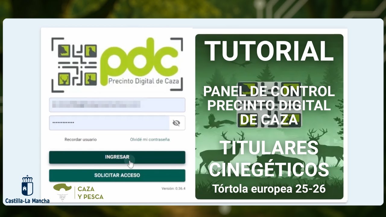 TUTORIAL PANEL DE CONTROL APP PRECINTO DIGITAL DE CAZA. Tórtola europea 25-26. Castilla-La Mancha.