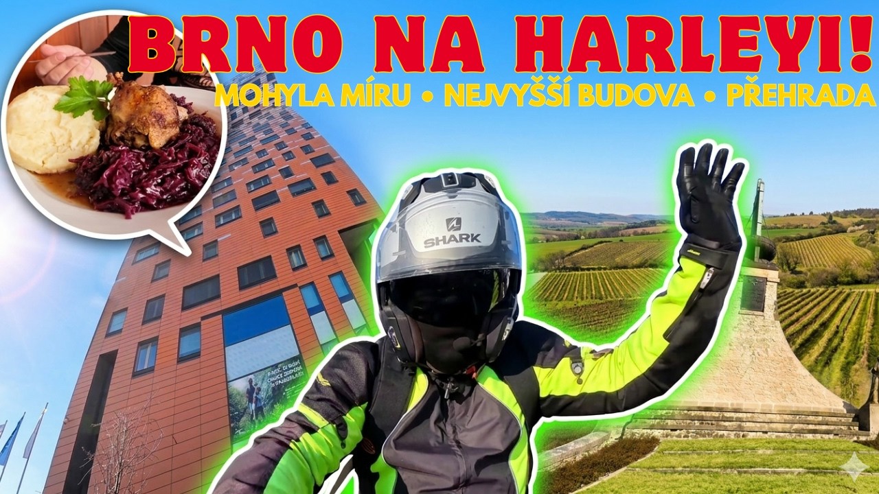 Na motorce do Brna: Mohyla míru, AZ Tower a oběd u přehrady