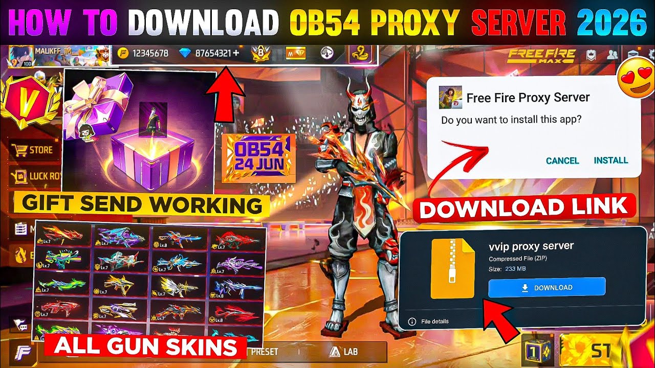 HOW TO DOWNLOAD PROXY SERVER IN FREE FIRE, HOW TO USE PROXY SERVER, HOW TO DOWNLOAD PROXY SERVER