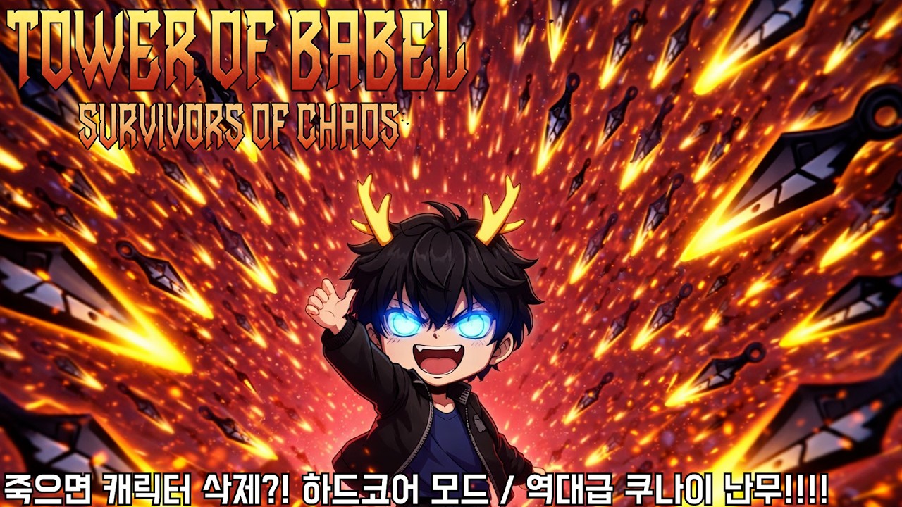 [바벨탑] 죽으면 끝나는 하드코어 모드 / 역대급 쿠나이 난무!! 지린다!! (Tower of Babel)