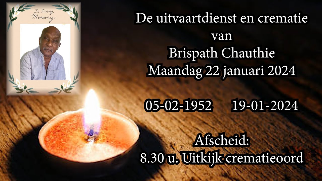 De uitvaartdienst en crematie van Brispath Chauthie. Maandag 22 januari 2024.