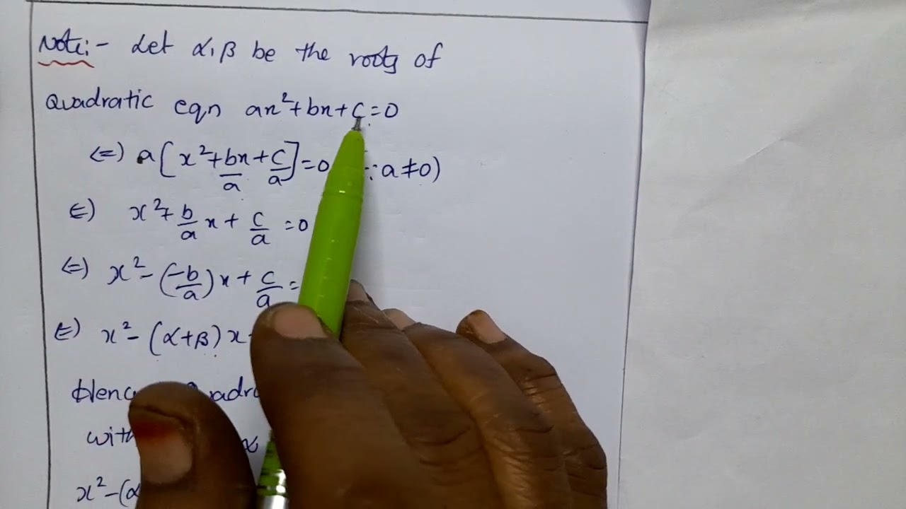 #InterMaths2A #Chapter3 #QuadraticExpressions #RelationBetweenCoefficients&RootsOfQuadraticEquations