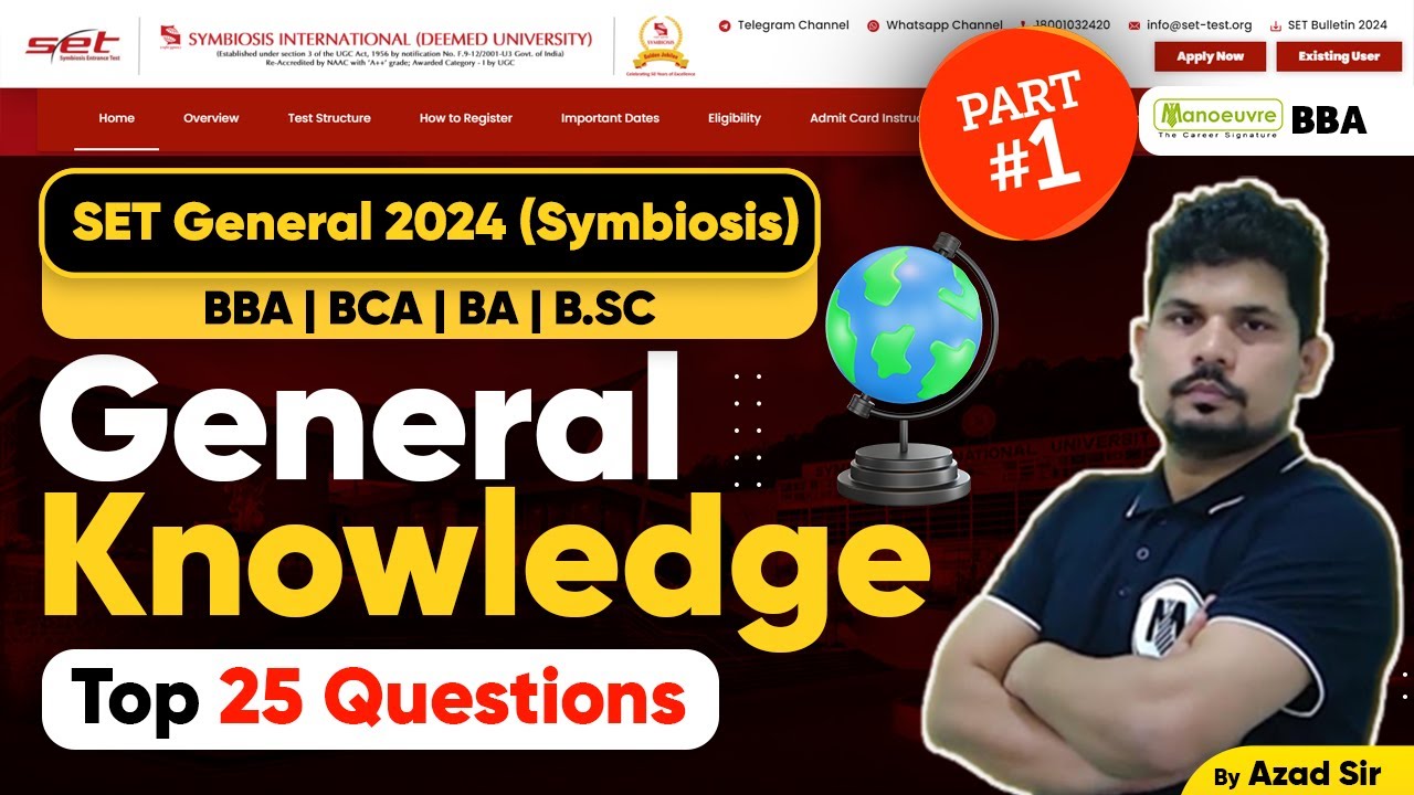 Symbiosis SET General 2024 - GK Section | Top 25 Most Expected Questions | 