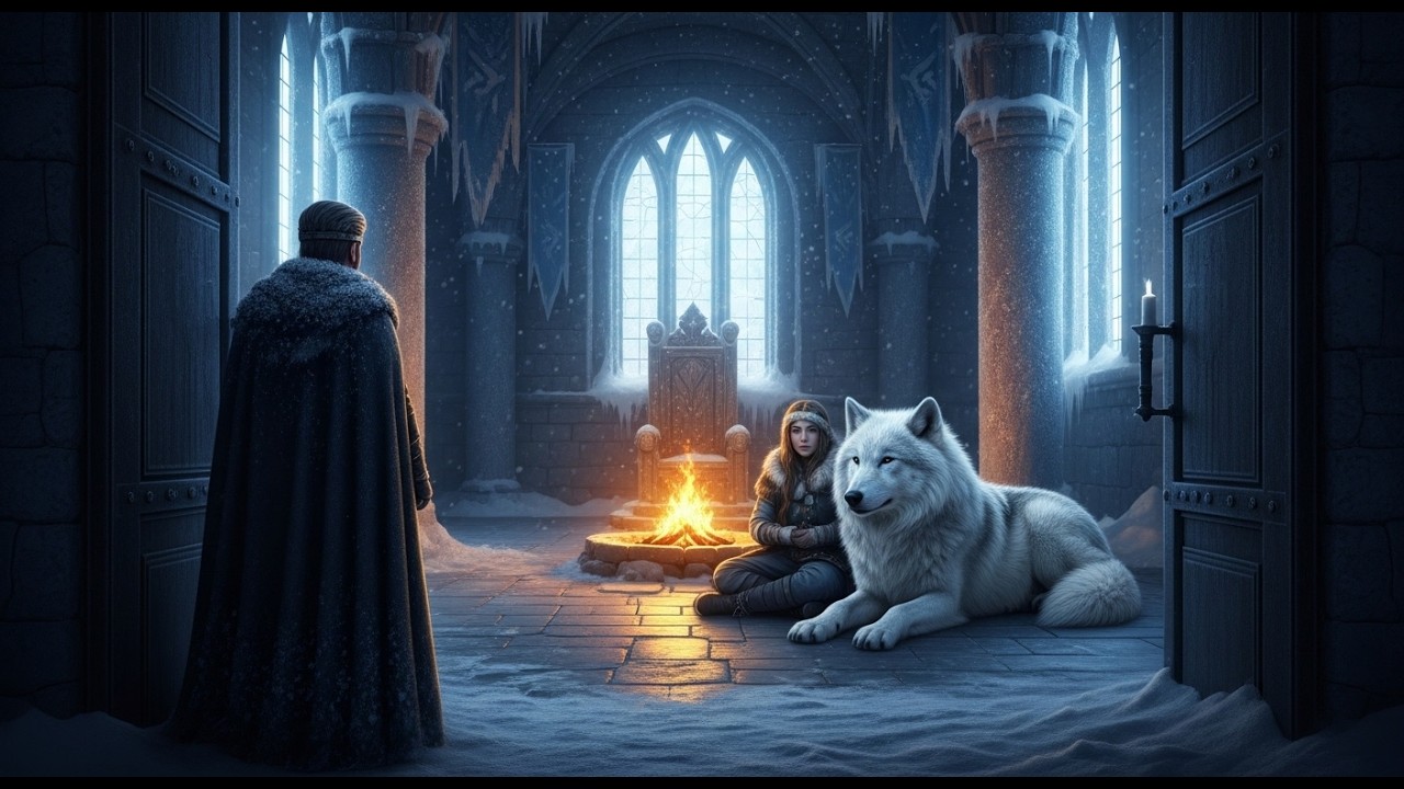 Snow Covered the Throne Room — The Alpha King Found Her by the Fire, His Ice Wolf at Her Side